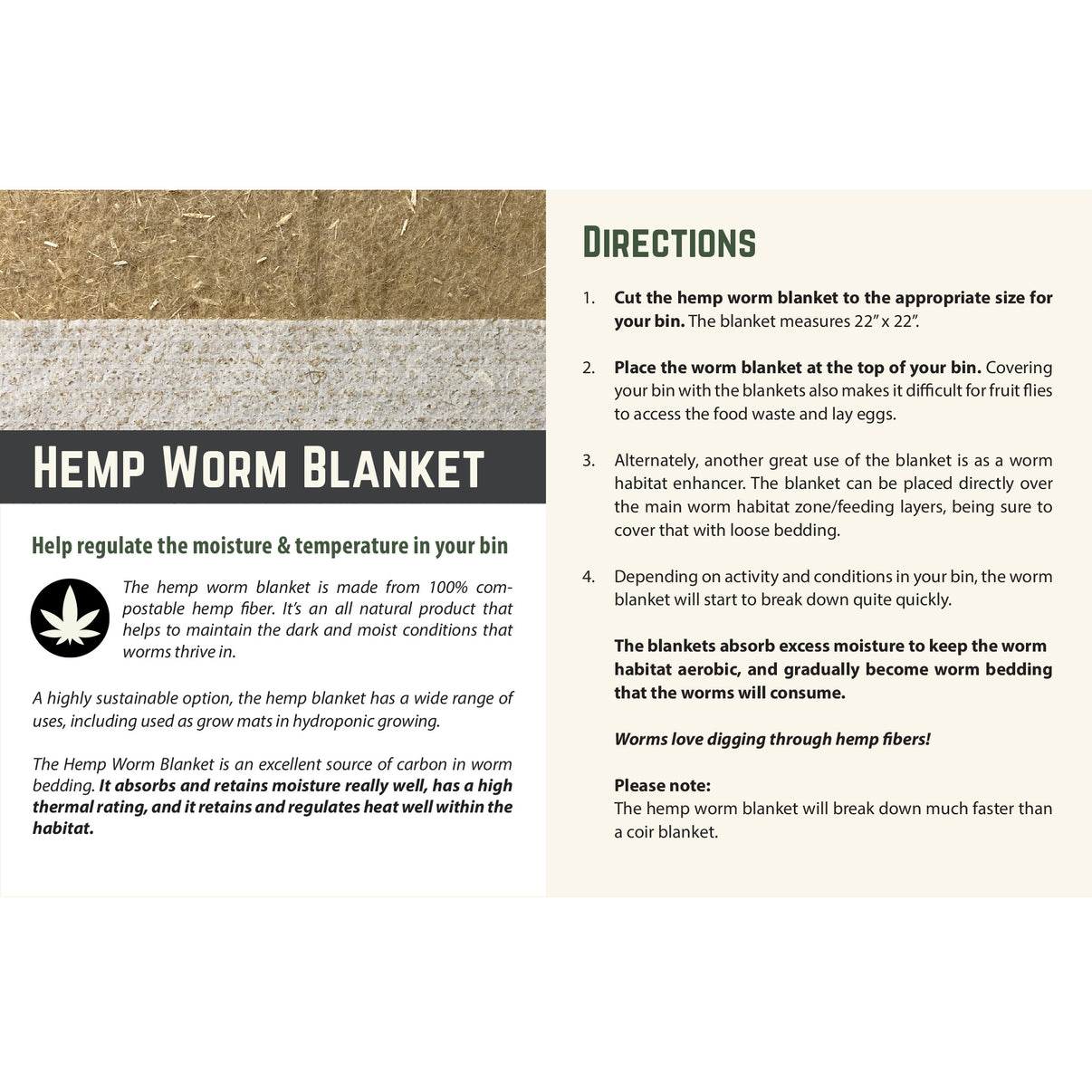 Hemp Worm Blanket for your Worm Bin – Pacific Composting Co